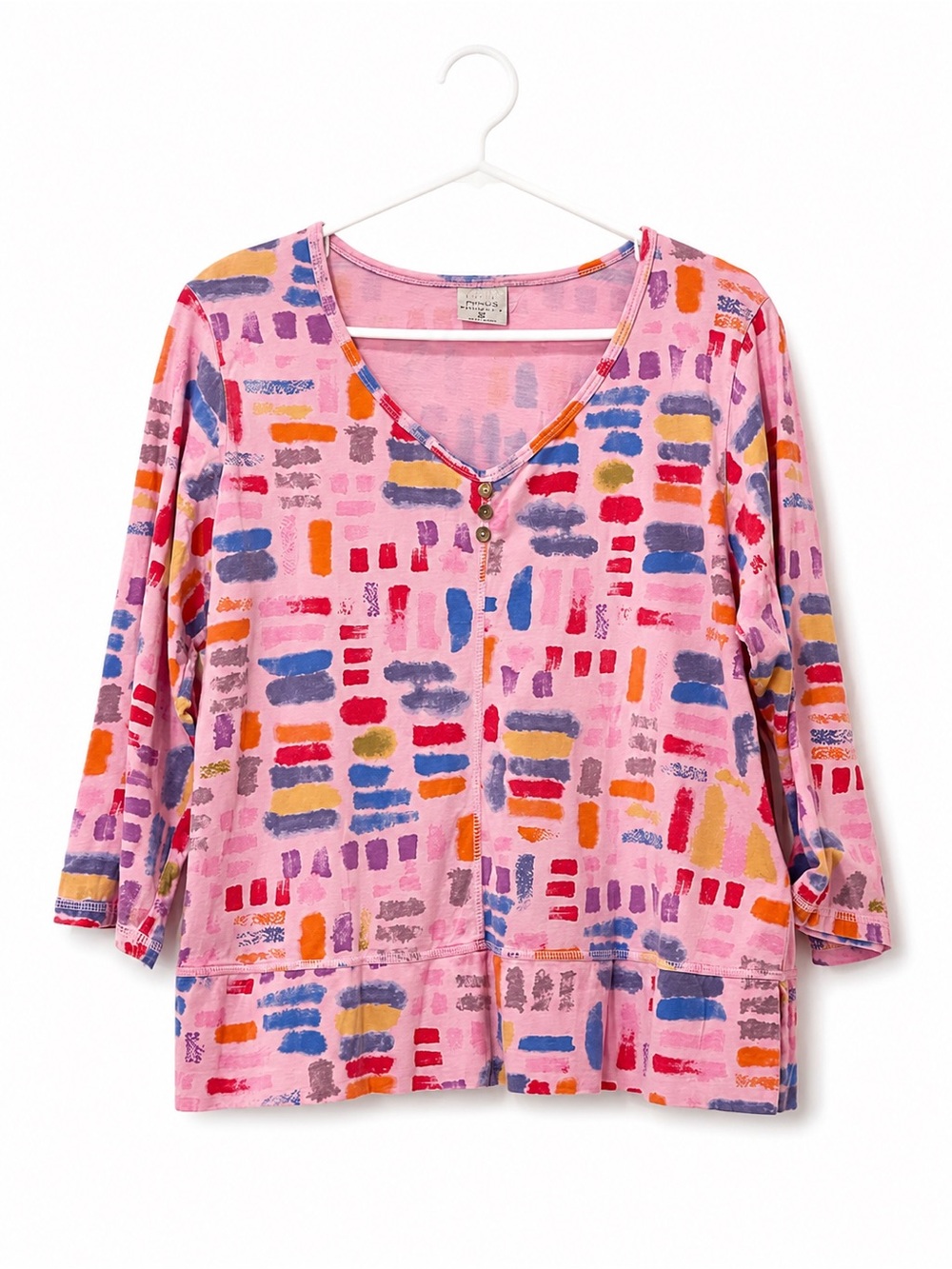 CMC Color Me Cotton XL Abstract Print 100% Cotton Top Made in USA Artsy Tunic